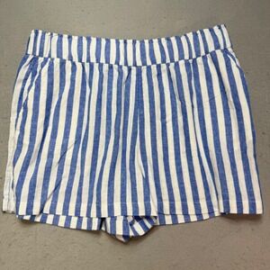 Sonoma Goods For Life Women's XL Striped Linen Blend Shorts‎ Blue White NWOT